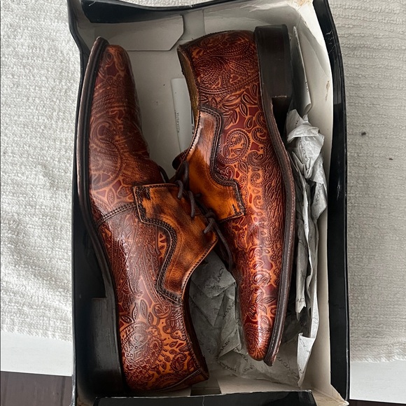 Stacy Adams Men\'s Cognac Patterned Oxfords main image 5